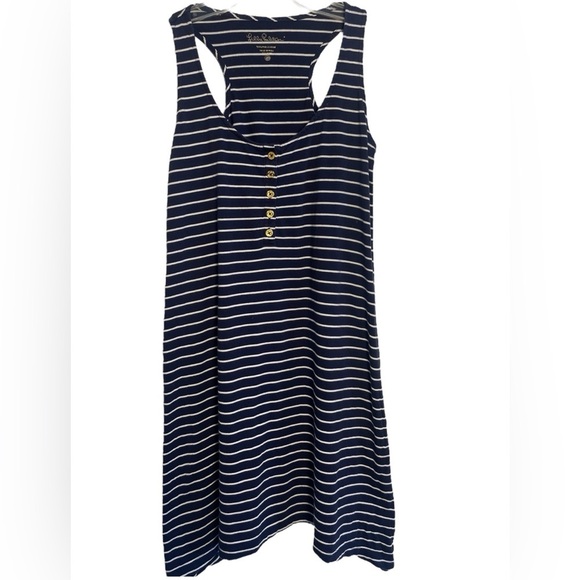 Lilly Pulitzer Dresses & Skirts - Lilly Pulitzer Dress Jennalyn Swing True Navy Palm Stripe Size XS